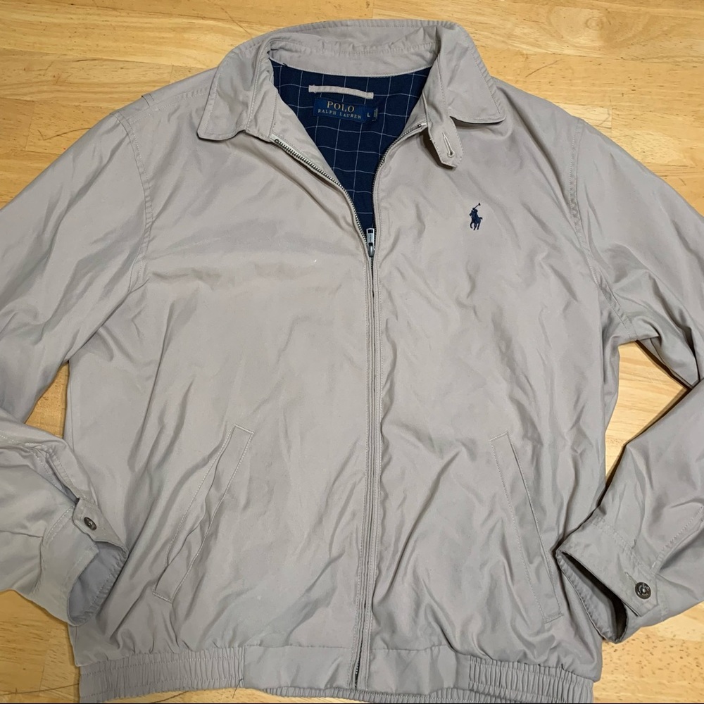 Polo Ralph Lauren L Khaki Nylon Jacket Plaid Liner